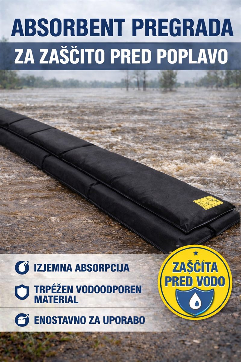 Absorbent pregrada za zaščito pred poplavo